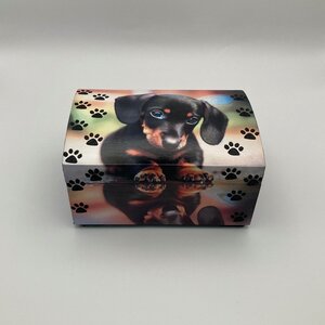 Handgedecoreerde bamboe sieradendoos ‘Another Happy Puppy’