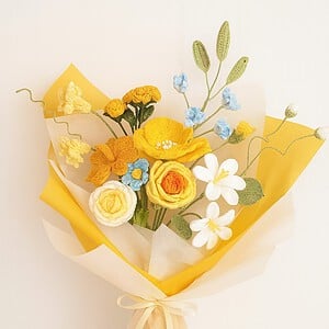 Handgemaakt Geel Bloemenboeket van Haakwerk – Perfect voor Cadeau of Decoratie
