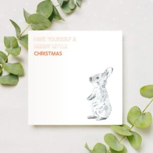 Kerstkaart Konijntje – potloodtekening