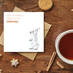 Kerstkaart Konijntje – potloodtekening