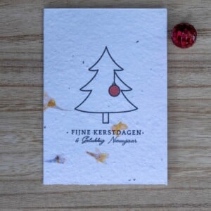 Kerstkaart op bloeipapier - Kerstboom met rode tint