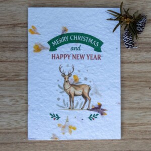 Kerstkaart op bloeipapier - Nostalgisch rendier