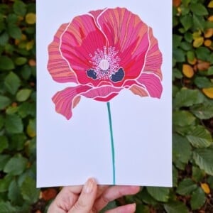 Klaproos A5 Print, Rode Bloem Illustratie