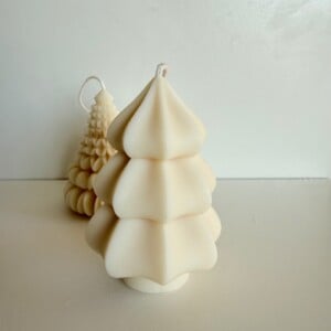 Mooie kerstboom kaars - soja was - crème