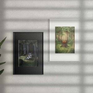 Raccoon forest - Wasbeer in een bos (A5)