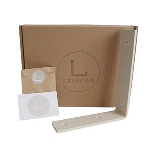 STERKSTAEL Ares Japandi Beige - industriële plankdrager – geschikt voor een plank van 20 to 25 cm – kleur Beige – incl. bevestigingsmateriaal - poedercoating – staal - 1 stuk