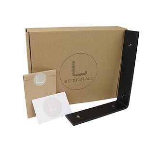 STERKSTAEL Ares Zwart - industriële plankdrager – geschikt voor een plank van 20 to 25 cm – kleur zwart – incl. bevestigingsmateriaal - poedercoating – staal - 1 stuk