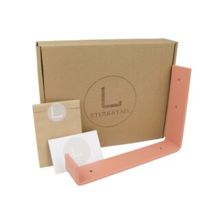 STERKSTAEL Odin Dusty Rose - industriële plankdrager – geschikt voor een plank van 20 cm – kleur oud roze – incl. bevestigingsmateriaal - poedercoating – staal - 1 stuk