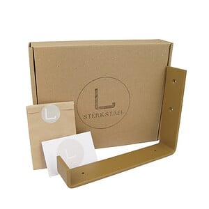 STERKSTAEL Odin Goud - industriële plankdrager – geschikt voor een plank van 20 cm – kleur goud – incl. bevestigingsmateriaal - poedercoating – staal - 1 stuk