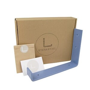 STERKSTAEL Odin Satijn Grijsblauw - industriële plankdrager – geschikt voor een plank van 20 cm – kleur grijs blauw – incl. bevestigingsmateriaal - poedercoating – staal - 1 stuk