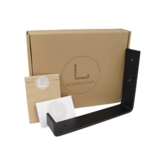 STERKSTAEL Odin Zwart - industriële plankdrager – geschikt voor een plank van 20 cm – kleur zwart – incl. bevestigingsmateriaal - poedercoating – staal - 1 stuk