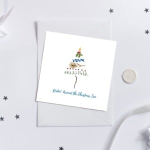 Schattig handgeschilderde kerstkaart van minimalistisch kerstboompje - Kerstboompje II