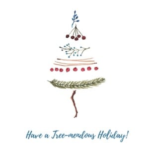 Schattige handgeschilderde kerstkaart van minimalistisch kerstboompje - Kerstboompje I