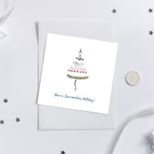 Schattige handgeschilderde kerstkaart van minimalistisch kerstboompje - Kerstboompje I