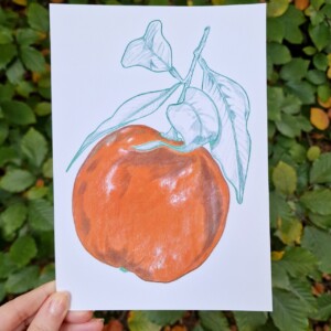 Sinaasappel A5 Print, Pen en Potlood Tekening