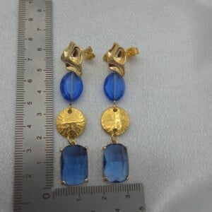 Statement oorbellen met kristalglas - blauw