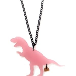 The Golden Turd ketting (T-rex) roze