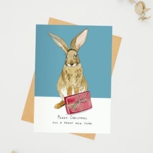 Vier kerstkaarten mistletoe