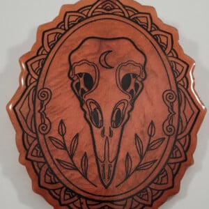 Vogel schedel muur decoratie rood