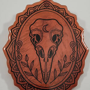 Vogel schedel muur decoratie rood
