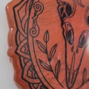 Vogel schedel muur decoratie rood