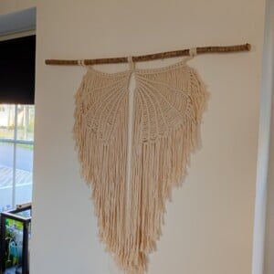 Wanddecoratie wings, macramé, ecru