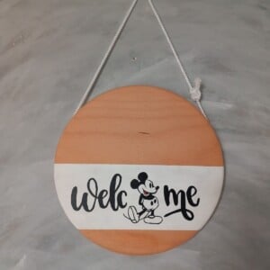 Welcome – handbeschilderd houten Disney wandbord met Mickey Mouse