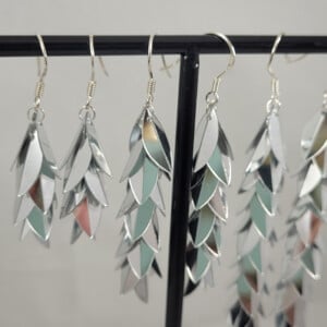 Zilver pailletten hang oorbellen