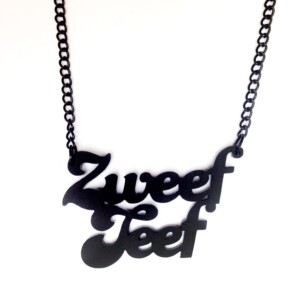 Zweefteef! naamketting (zwart)