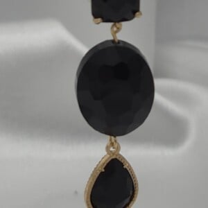 statement oorbellen met facetgeslepen kristalglas - goud/zwart