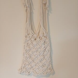 tas, macramé, wit met binnentasje