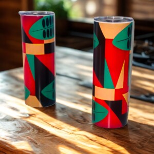 20 oz Drinkbeker met Afrikaanse Geometrische Print – Thermobeker 590 ml – Warm & Koud