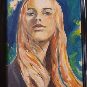 "new York"Origineel olieverf schilderij – vrouwenportretA3 Olieverf Schilderij – Portret van een Krachtige Vrouw | New York Boho Kunst op Canvasboard