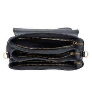 Beocca leren schoudertas Lua Zwart