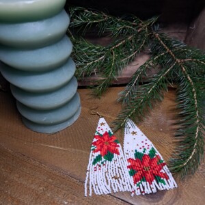 Fringeoorbellen met Poinsettia – Feestelijke Kerst Edition
