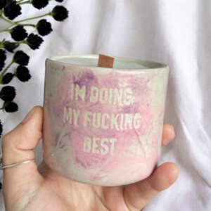 Handgemaakte Keramiek - Sojawaskaars - ik doe mijn best