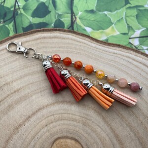 Handgemaakte bag charm met kralen en kwastjes - HZ20085