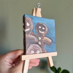 KUNSTBAL - Gingerbreadman - Handgeschilderd canvas voor in de kerstboom