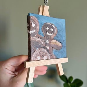 KUNSTBAL - Gingerbreadman - Handgeschilderd canvas voor in de kerstboom