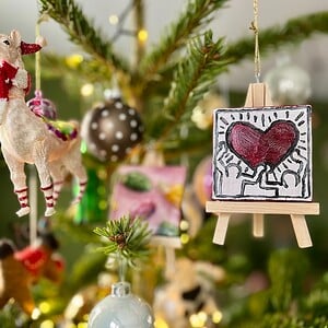 KUNSTBAL - Keith Haring - Handgeschilderd canvas voor in de kerstboom