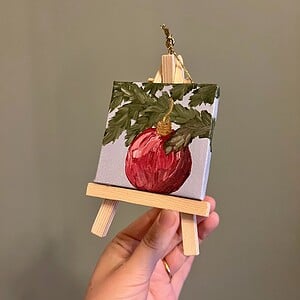 KUNSTBAL - Kerstbal aan tak - Handgeschilderd canvas voor in de kerstboom