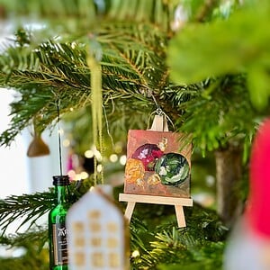 KUNSTBAL - Kerstballen - Handgeschilderd canvas voor in de kerstboom