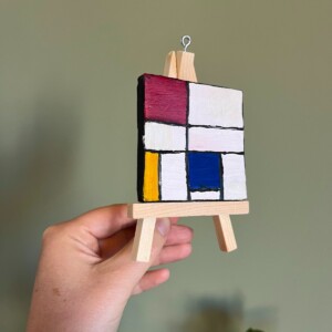 KUNSTBAL - Piet Mondriaan - Handgeschilderd canvas voor in de kerstboom