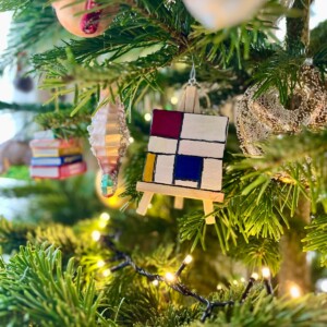 KUNSTBAL - Piet Mondriaan - Handgeschilderd canvas voor in de kerstboom