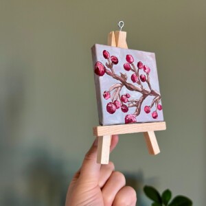 KUNSTBAL - Winterberries - Handgeschilderd canvas voor in de kerstboom