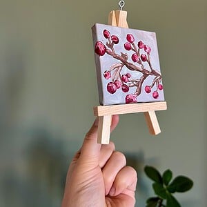 KUNSTBAL - Winterberries - Handgeschilderd canvas voor in de kerstboom