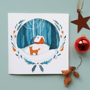 Kerstkaart Vos en Huisje