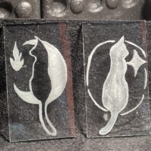 Twee Katten in Maanlicht – Hand Gegraveerde Glaspaneeltjes, uitwisselbaar