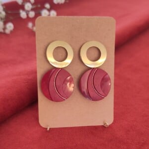 Vintage knoop oorbellen | Red & Gold