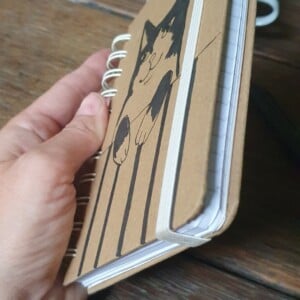 dagboek gelinieerd, met originele kattentekening (geen print)